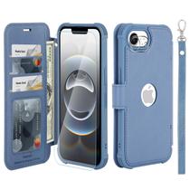 Capa tipo carteira para celular VANAVAGY compatível com iPhone 16e azul