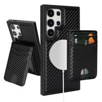 Capa tipo carteira removível Magsafe 2 em 1 para Galaxy S25 Ultra, compatível com SkyEagle, com porta-cartões, feminina e masculina, compartimentos de crédito com bloqueio de RFID em couro PU magnético, para Galaxy S25 Ultra 6,9", preta