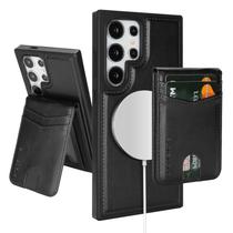 Capa tipo carteira removível Magsafe 2 em 1 para Galaxy S25 Ultra, compatível com SkyEagle, com porta-cartões, feminina e masculina, compartimentos de crédito com bloqueio de RFID em couro PU magnético, para Galaxy S25 Ultra 6,9", preta