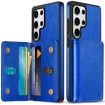 Capa tipo Carteira TUCCH para Galaxy S25 Ultra - Couro PU Azul