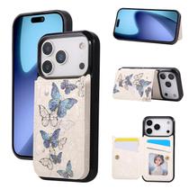Capa tipo carteira UEEBAI para iPhone 17 Pro em couro PU azul borboleta