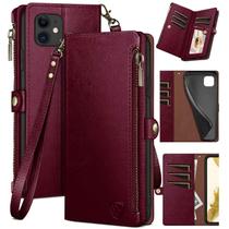 Capa tipo carteira XCasebar para iPhone 11 6.1 com bloqueio de RFID Wine