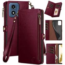 Capa tipo Carteira XCasebar para Moto G 5G 2024 e G Play 2024 - Vermelho Vinho