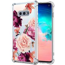 Capa transparente à prova de choque KIOMY para Samsung Galaxy S10e, flor vermelha Capa transparente à prova de choque KIOMY para Samsung Galaxy S10e, flor vermelha