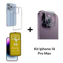 Capa Transparente Anti Impacto + Película de Câmera + Película Fosca 9D para Iphone 14 PRO MAX