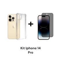 Capa Transparente Anti Impacto + Película Privacidade De Vidro Para Iphone 14 PRO