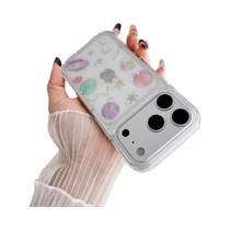 Capa Transparente Antichoque Com Glitter Degradê Estrelas Planeta Para iPhone 17 16 15 14 13 12 11