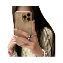 Capa Transparente De Epóxi Com Laço Dourado Para iPhone 16 pro Max Compatível Com Apple 15 14 13 - NONE