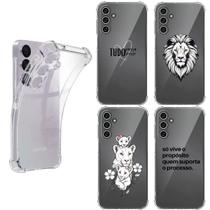 Capa Transparente de Silicone com Estampa Leão e Frase Motivacional para Samsung Galaxy A15