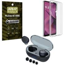 Capa Transparente Para Moto G55 + Fone Bluetooth + Pel