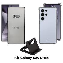 Capa Transparente + Película 3D de Vidro + Suporte de Mesa para Samsung Galaxy S24 Ultra Capa Transparente + Película 3D de Vidro + Suporte de Mesa para Samsung Galaxy S24 Ultra