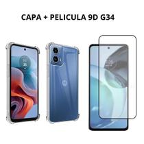 Capa transparente + Pelicula 9d Moto G34 5g