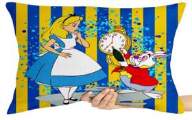 Capa Travesseiro fronha com ziper 50x70 Alice e lebre maluca desenho Capa Travesseiro fronha com ziper 50x70 Alice e lebre maluca desenho