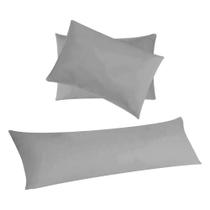 Capa Travesseiro Xuxão 1,30x0,40 + 2 Fronhas Algodão Cinza Capa Travesseiro Xuxão 1,30x0,40 + 2 Fronhas Algodão Cinza