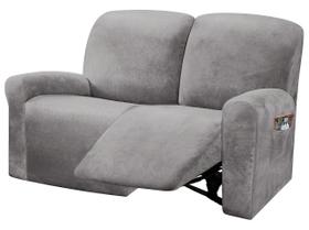 Capa ULTICOR Reclining Love Seat de 2 lugares em veludo cinza claro Capa ULTICOR Reclining Love Seat de 2 lugares em veludo cinza claro
