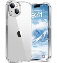 Capa Vakoo para iPhone 15 Transparente Anti-Amarelamento, Traseira Rígida, Proteção Militar contra Quedas, Compatível com Carregamento Sem Fio