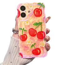 Capa VCTERFK para iPhone 16, Estilo Retrô com Pintura a Óleo Colorida e Exquisita, Moldura Ondulada Brilhante, Capa de Silicone Macia, Durável e Antichoque com Proteção para Câmera para Mulheres