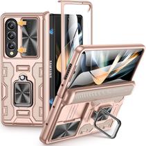 Capa VEGO para Samsung Galaxy Z Fold 4 com capa de câmera deslizante rosa