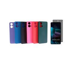 Capa Veludo + Película Privacidade Compatível Para Moto G24
