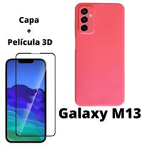 Capa Veludo Vermelho Compatível Galaxy M13+Pelicula Vidro 3D Capa Veludo Vermelho Compatível Galaxy M13+Pelicula Vidro 3D