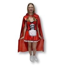 Capa Vermelha Metalizada de Cetim Com Capuz - 90cm Capa Vermelha Metalizada de Cetim Com Capuz - 90cm