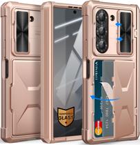 Capa Vihibii para Samsung Galaxy Z Fold 6 com porta-cartões rosa