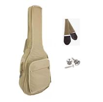 Capa Violão Folk, Bolso Cargo Bege com Correia e Roldanas Capa Violão Folk, Bolso Cargo Bege com Correia e Roldanas