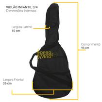 Capa Violão Infantil 3/4 ( C: 95cm ) Luxo Proteção Bags + Acessórios