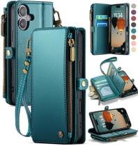 Capa Wallet Defencase para iPhone 16 - Azul e Verde Capa Wallet Defencase para iPhone 16 - Azul e Verde
