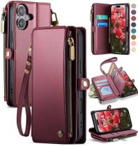Capa Wallet Defencase para iPhone 16 - Vermelho Vinho Capa Wallet Defencase para iPhone 16 - Vermelho Vinho