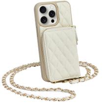 Capa Wallet LAMEEKU para iPhone 14 Pro Max - Bege com Porta-Cartões Capa Wallet LAMEEKU para iPhone 14 Pro Max - Bege com Porta-Cartões