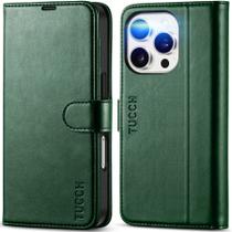 Capa Wallet TUCCH para iPhone 16 Pro 2024 com suporte para 4 cartões verde