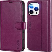Capa Wallet TUCCH para iPhone 16 Pro Max - Com Bloqueio RFID - Roxa Ameixa