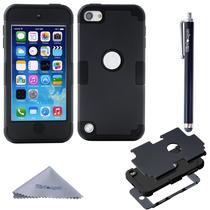 Capa Wisdompro para iPod Touch 5/6/7 híbrida de silicone/PC preta Capa Wisdompro para iPod Touch 5/6/7 híbrida de silicone/PC preta