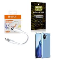 Capa Xiaomi Mi11Lite + Adaptador P2 P Tipo C + Película 3D