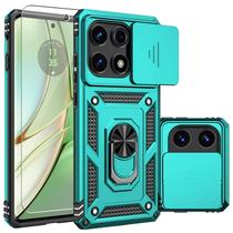 Capa YZOK Motorola Edge 2025 azul-petróleo com capa de câmera e suporte Capa YZOK Motorola Edge 2025 azul-petróleo com capa de câmera e suporte