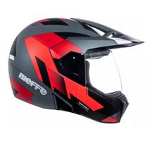 Capacete 3 Sport React Cinza Dark Fosco Vermelho