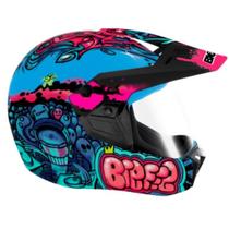 Capacete 3 Sport Walls Azul Fosco com Colorido Bieffe Exclusivo