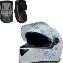 Capacete A Fé Move Montanhas Branco Rosa Tam 60 + Motosound - FW3