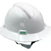 Capacete Aba Total Msa Branco PUSHKEY com Logo da ENEGIZA Classe B + Jugular Téxtil Capacete Aba Total Msa Branco PUSHKEY com Logo da ENEGIZA Classe B + Jugular Téxtil
