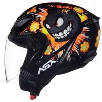 Capacete Aberto Asx City Air Bomb Preto Brilhante Camaleão -