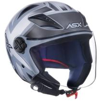 Capacete Aberto Asx City Air Kingdom Grafite Fosco Prata -