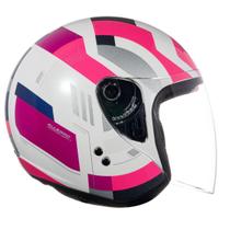 Capacete Aberto Bieffe Allegro Reverse Branco Perolizado e Pink