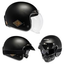 Capacete Aberto Bieffe B45 Eternal Preto Fosco Custom