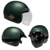 Capacete Aberto Bieffe B45 Eternal Verde Fosco Custom