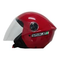 Capacete aberto c/viseira jet solid vermelho-56