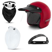 Capacete Aberto Compact + Viseira Bubble e Bandana