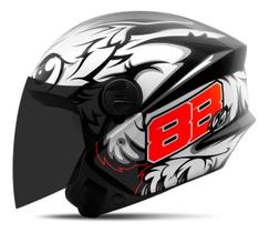Capacete Aberto De Moto Feminino E Masculino New Liberty Three Preto Brilhante GP 88 Pro Tork Capacete Aberto De Moto Feminino E Masculino New Liberty Three Preto Brilhante GP 88 Pro Tork