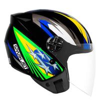 Capacete Aberto Ebf Spark Jet Brasil Preto Brilhante Moto Motoqueiro Motociclista