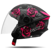 Capacete Aberto Feminino Masculino New Liberty 3 Flowers Rosa Pro Tork Moto Tamanho 60